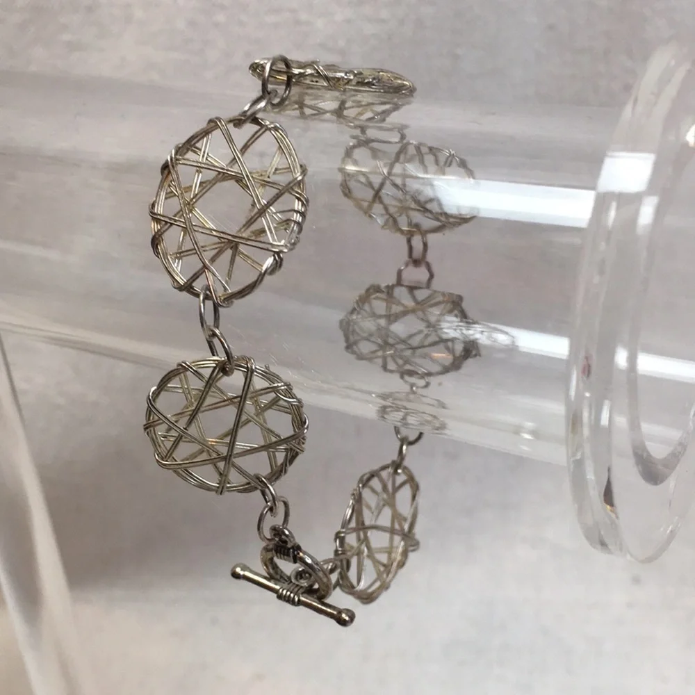 Silver wire wrap Bracelet and pendant set
